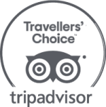 The image shows a circular logo for TripAdvisor's 